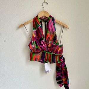 NEW & Other Stories Printed Halterneck Crop Top SZ 0 / Halterneck Crop Top